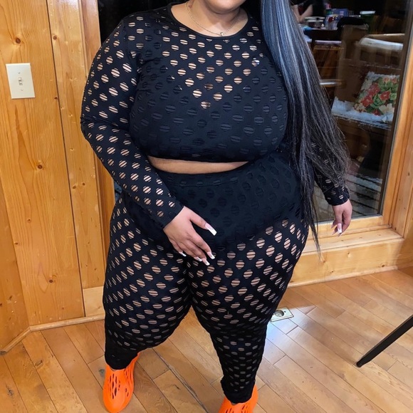 Plus Size Fited Fish Net Pants Set💋 PLUS SIZE 3XL - Picture 2 of 5